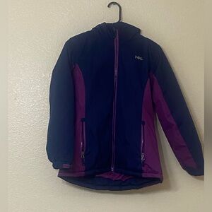 Kids Purple and Blue Rain Jacket with Inner Purple Fluffy Vest